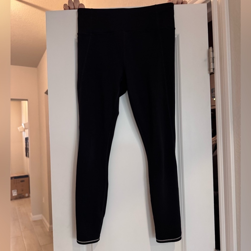 Athleta Running Black Leggings with reflective ankles